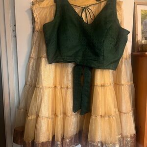Elegant Green and Gold Lehenga Set